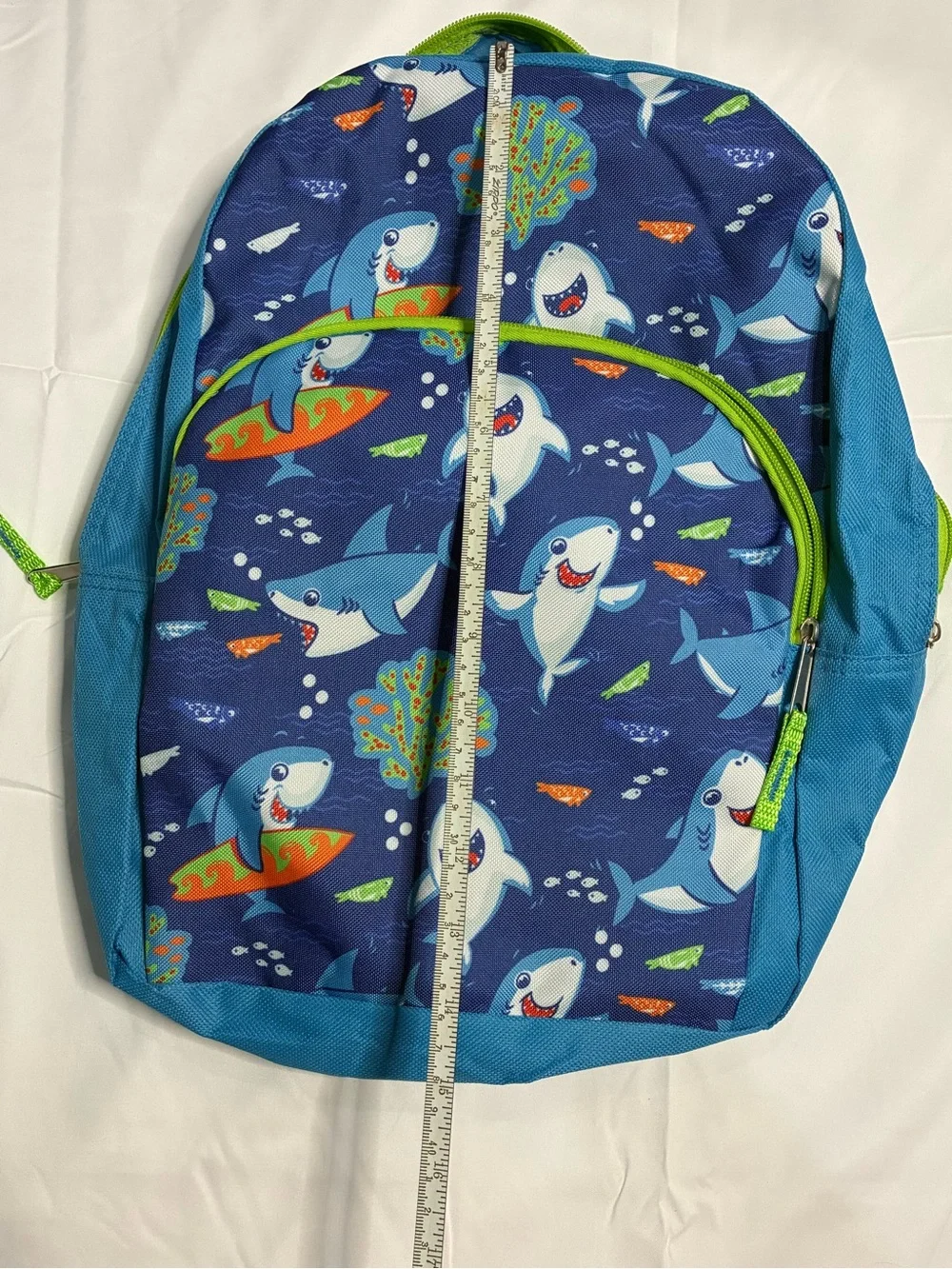 Kids Shark Backpack Blue Green Surfing Sharks School Bag